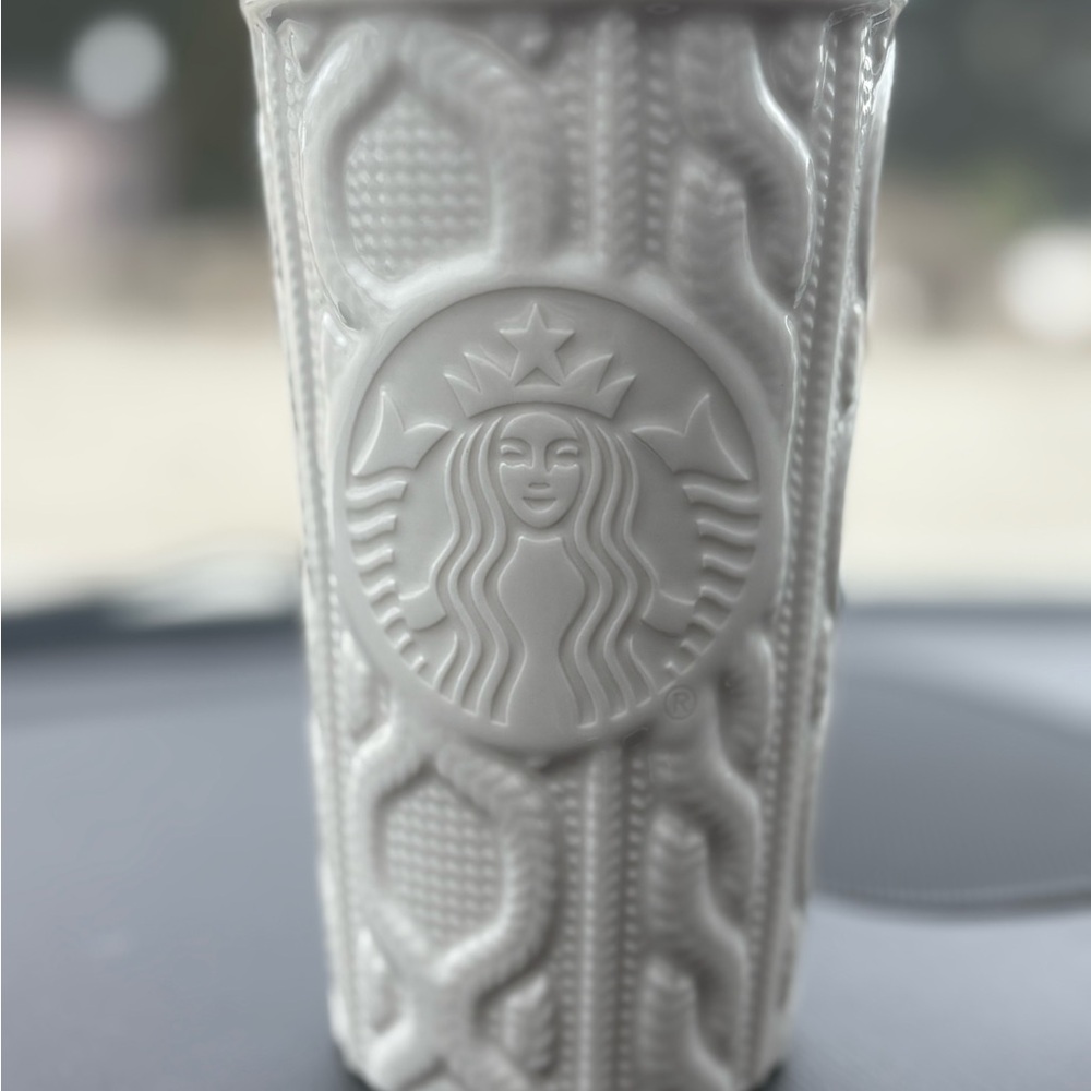 Starbucks White Ceramic Tumbler 2016